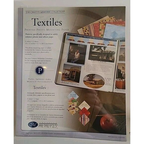 Creative Memories Printed Mounting Paper: "Textiles" NIP 6 Colors 12 Sheets - Picture 1 of 6
